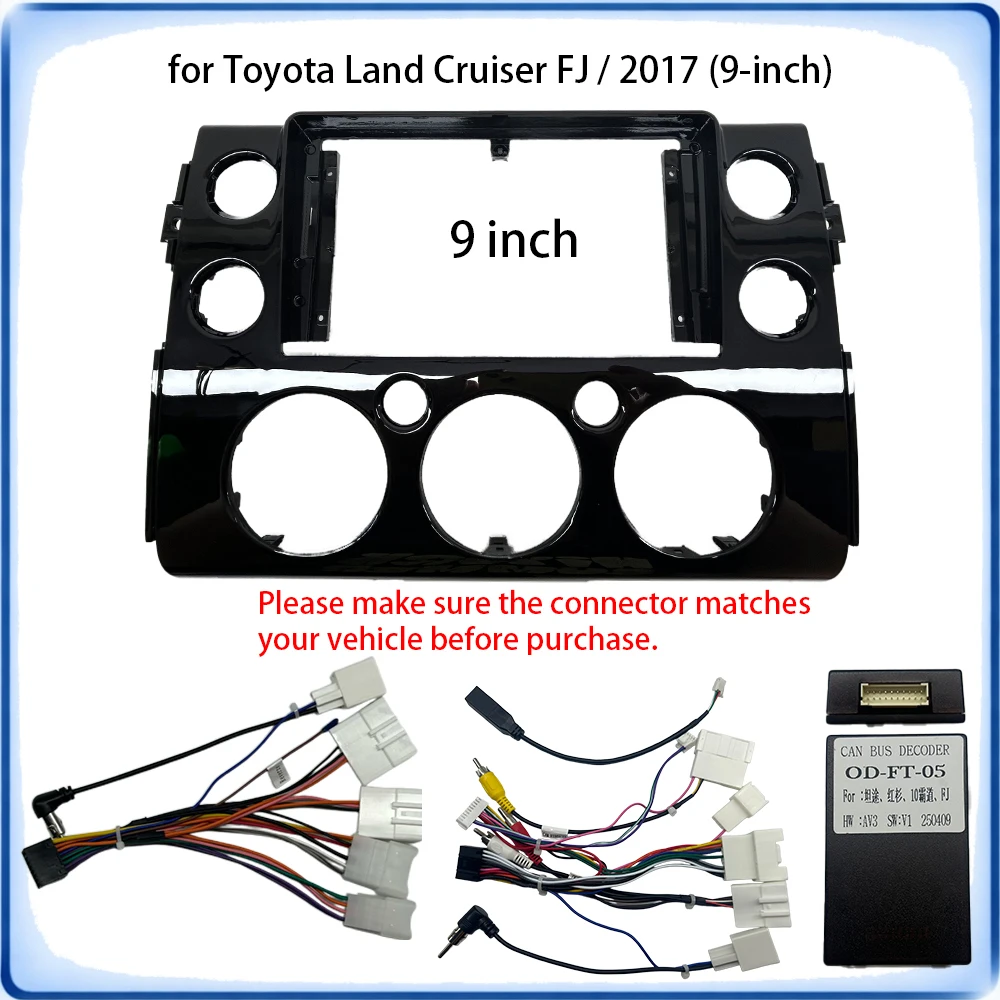 Car accessories Car Radio Fascia Frame For Toyota FJ Cruiser 2017 9 inch Stereo Panel With Canbus Decoder & Wiring Harness