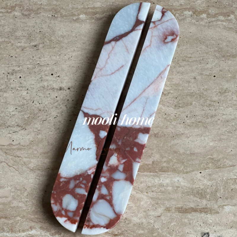 

Натуральные мраморные ручки для ящиков, винтажные ручки из красного травертина Calacatta, роскошные ручки для шкафов и комодов