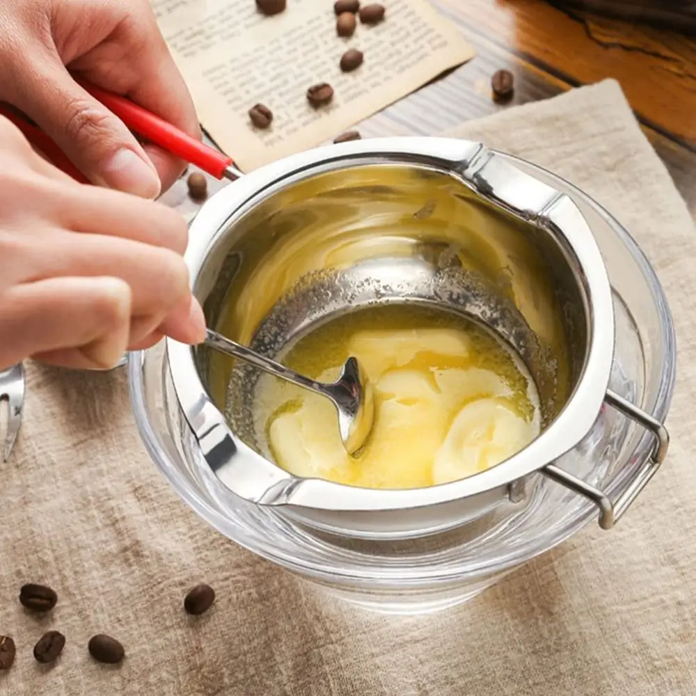 وعاء صهر عالمي من الفولاذ المقاوم للصدأ 400 مل، مقبض مقاوم للحرارة، وعاء صهر مقاوم للماء، سعة كبيرة، قاعدة مسطحة