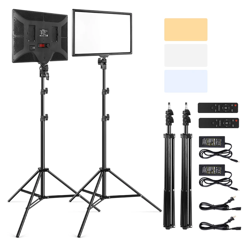 2 Set 35*25cm Led Video Light Panel Lights 90w 3000k-6000k Bi-Color Dimmable Cri 97+ Photography Lighting For Video Streaming