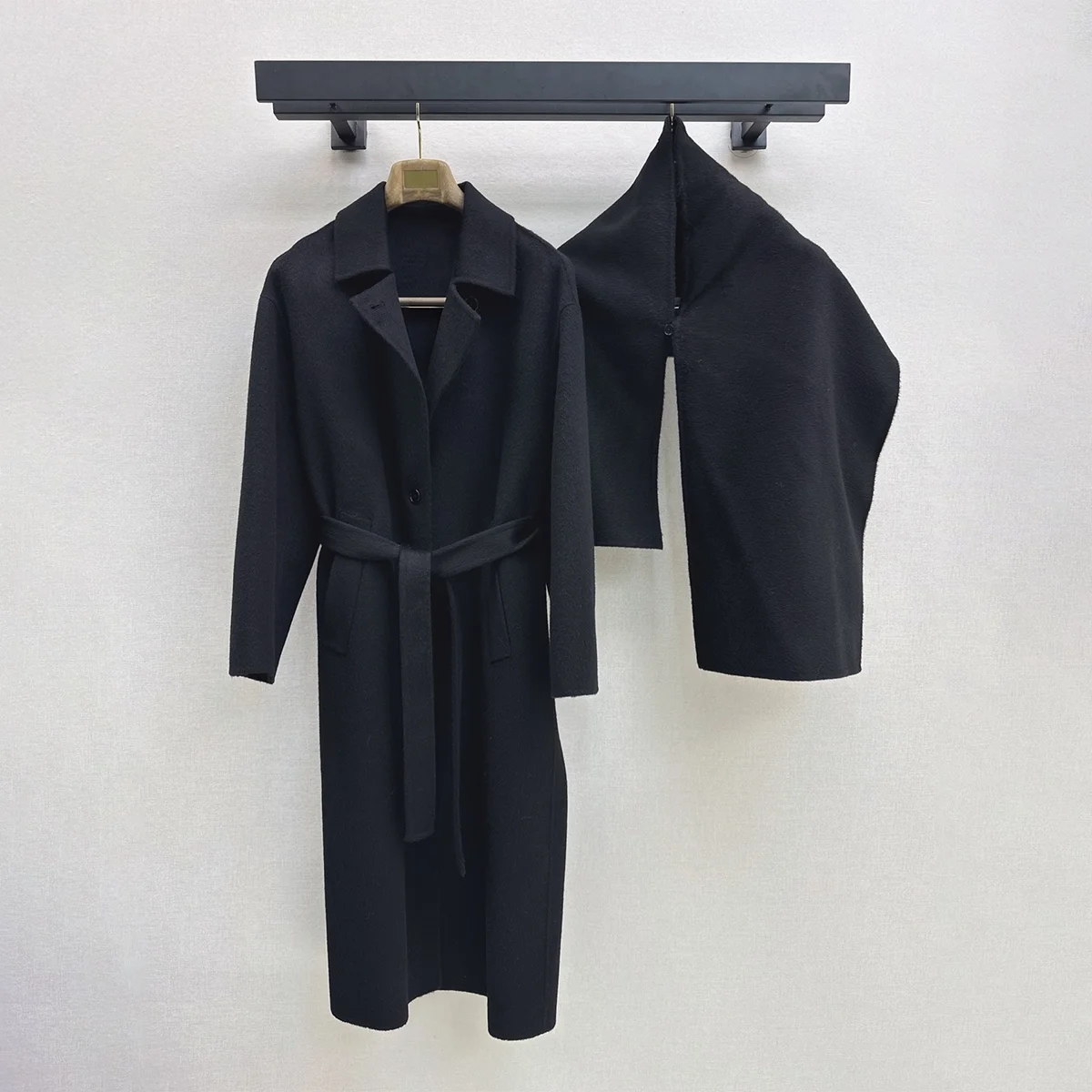 2026 high-quality women's autumn and winter high-end feeling detachable shawl collar double-sided wool coat--2692225