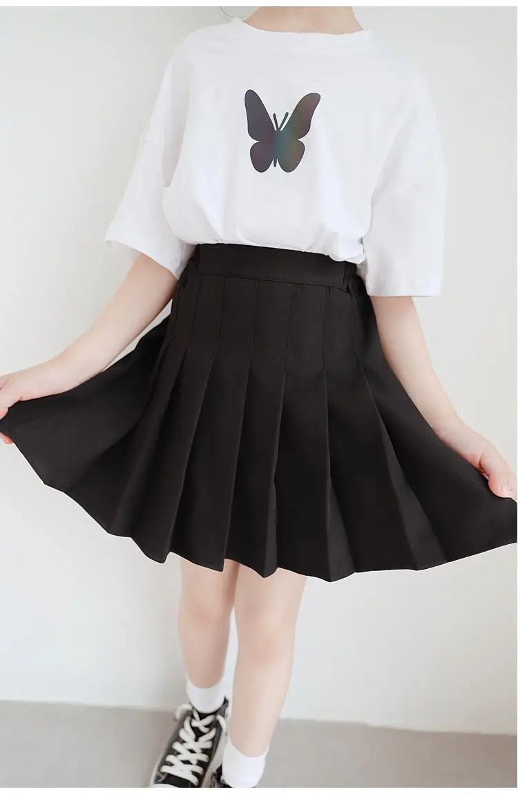 UNITIM Summer Infant Baby Girl Pleated Skirt Cotton Elastic Waist Little Girl Skirt Versatile Kid Girl Cake Dress Children Dress