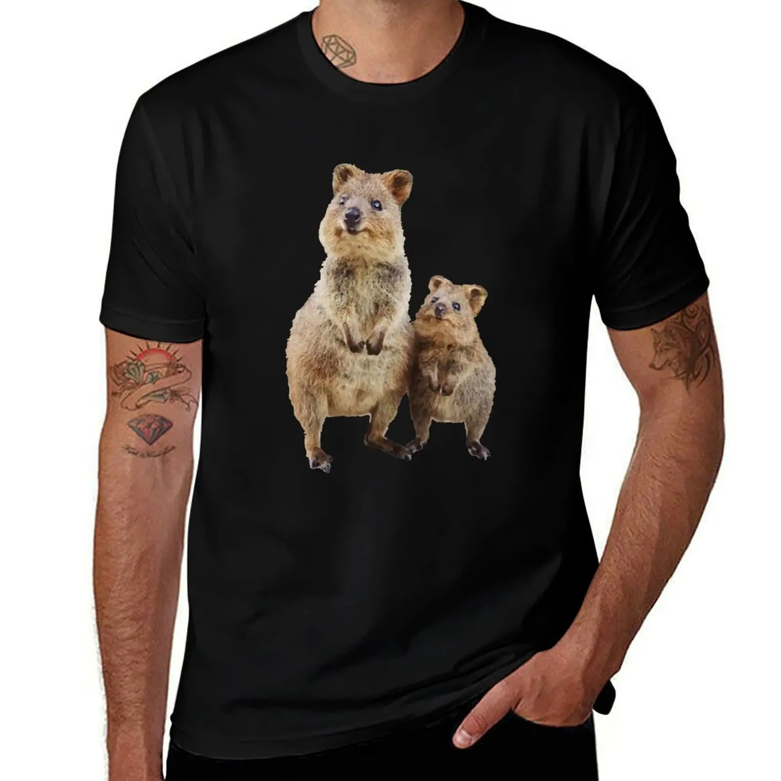 Quokka with Baby Cute Australian Teddy Bear T-Shirt vintage clothes funny meme t-shirts Louboutins cotton t shirt men