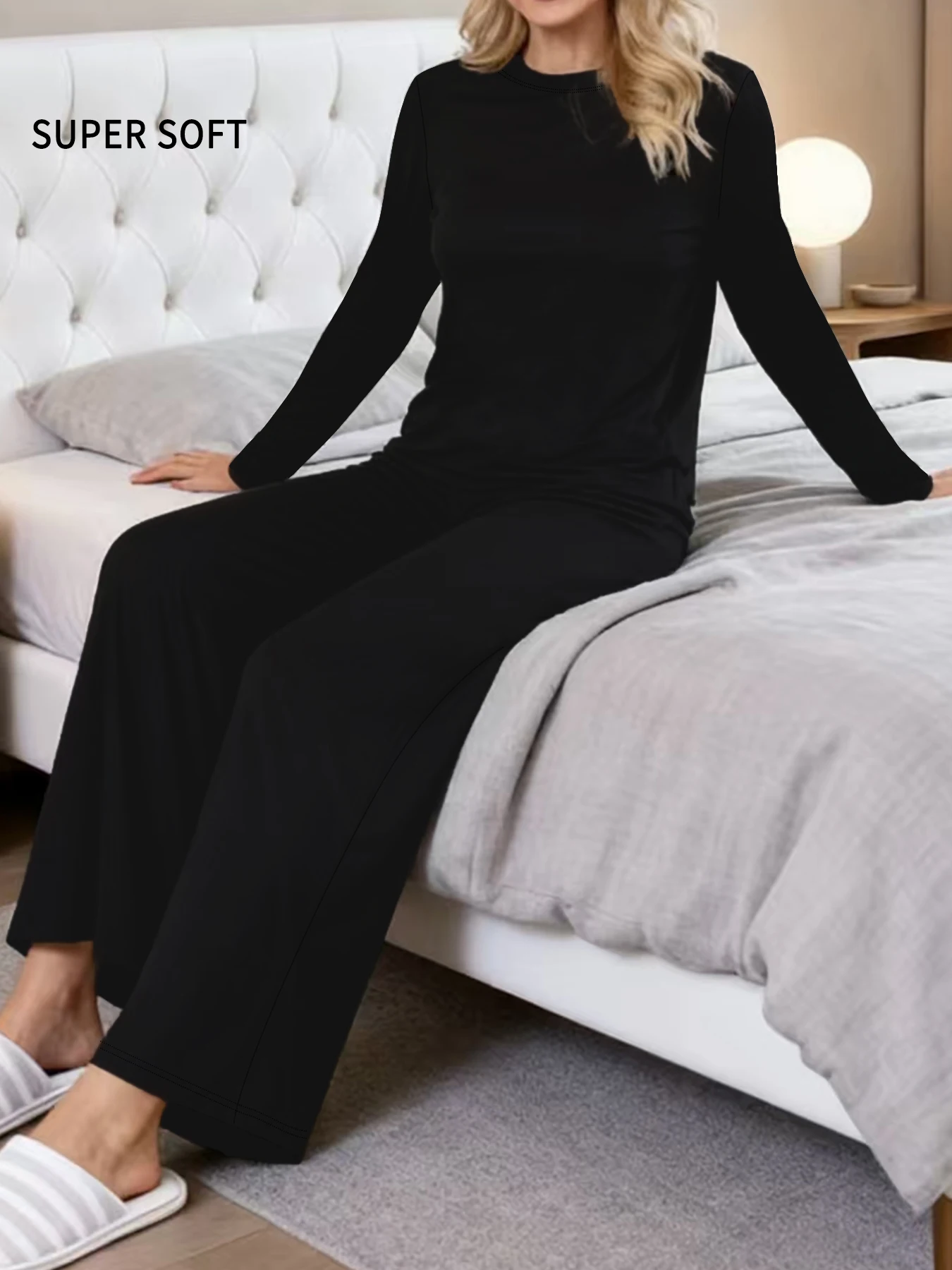 

Женский пижамный комплект, мягкая одежда для сна с длинными рукавами, домашняя одежда