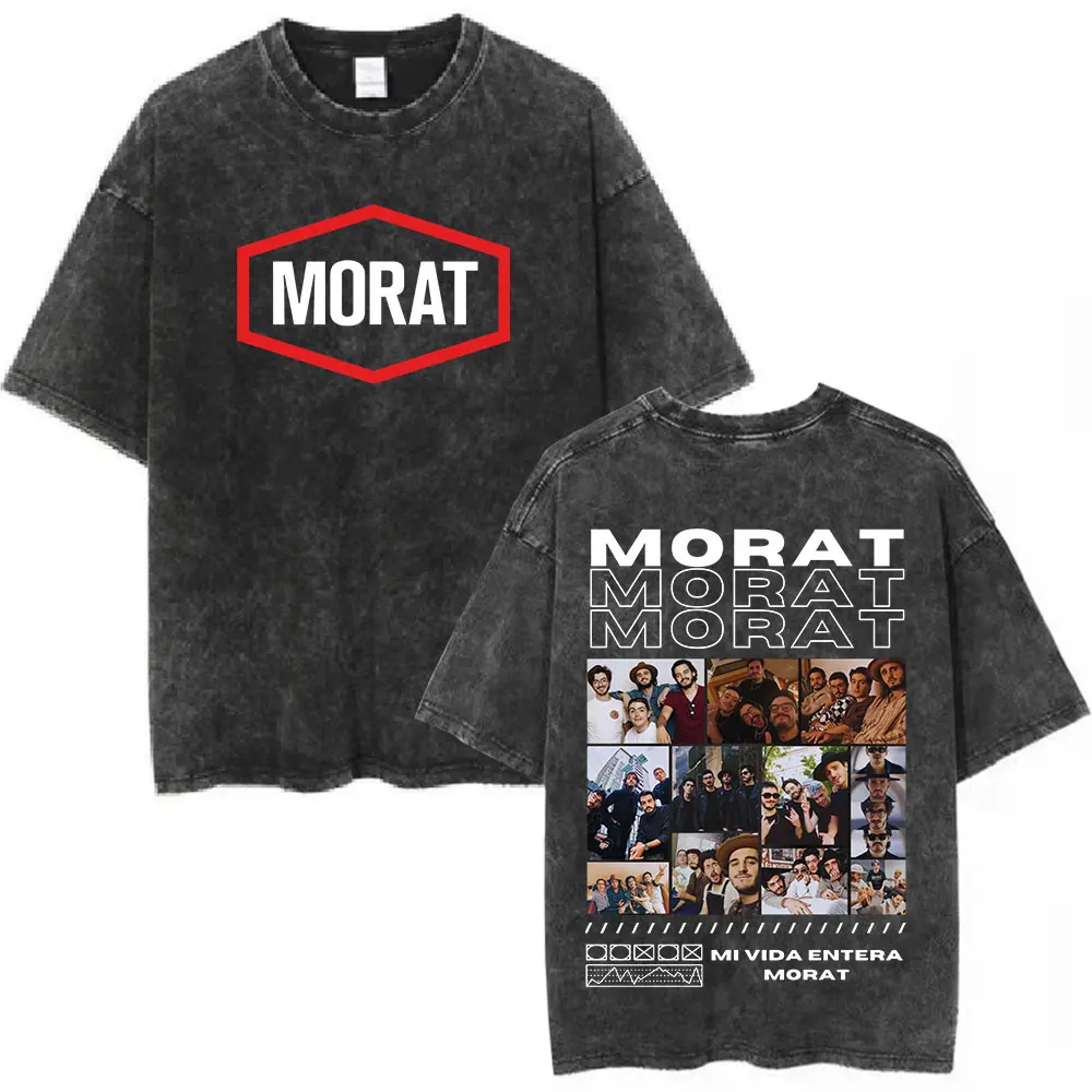 Morat Rock Band Vintage Washed T Shirt Mens Women Clothing Hip Hop Fashion Oversized Short Sleeve T-shirt Casual Cotton T-shirts