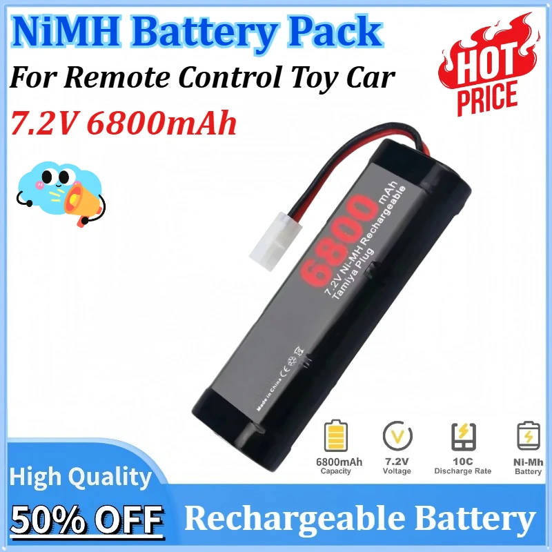 

New 7.2V 6800mAh NiMH Battery Pack RCcar Truck Bugibot Tank Ni MhBattery Gray Dinner Power Supply Control Toy Car Battery Pack