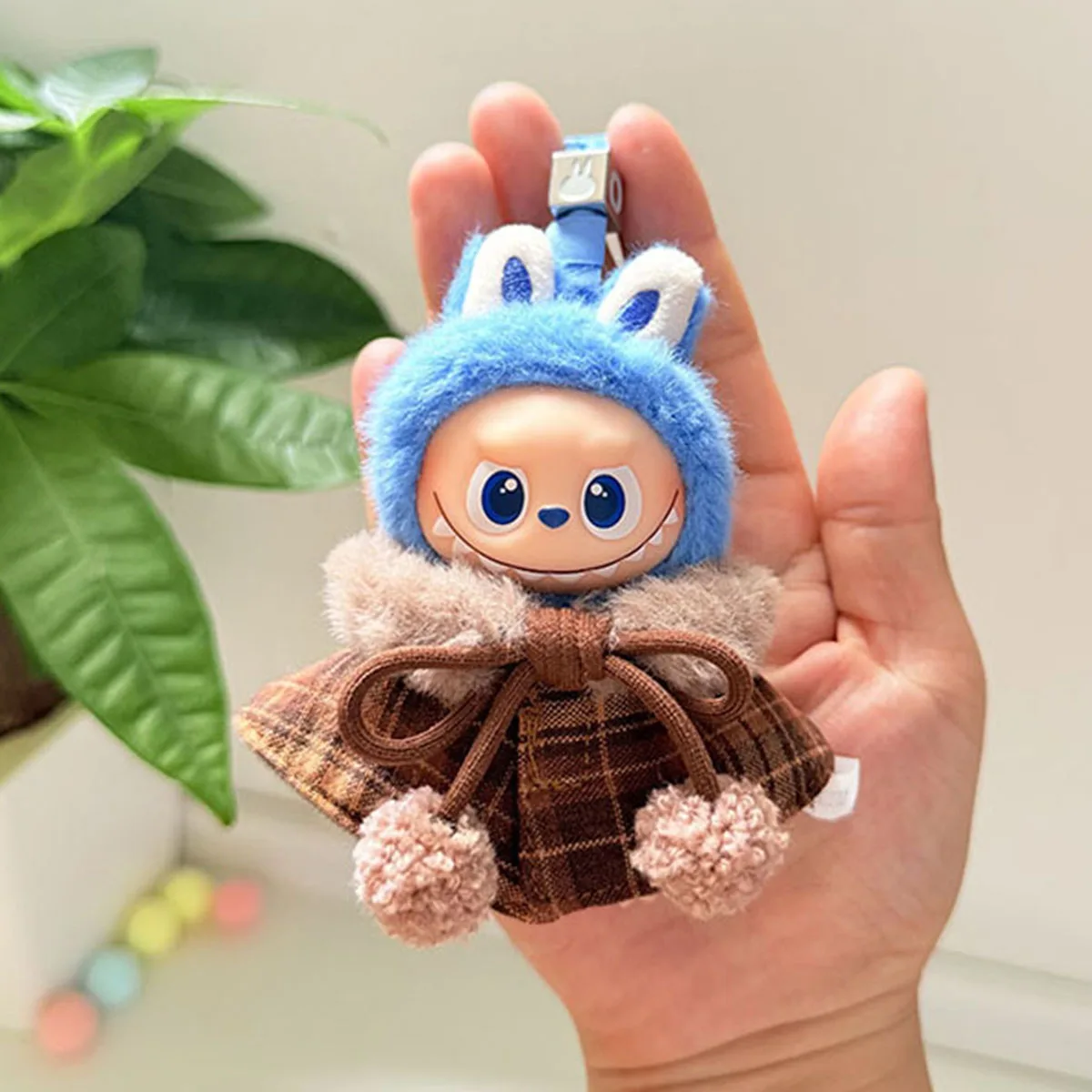 Plush Doll's Clothes for Mini Labubu 4.0 for Love Series Christmas Clothes Classic Grid Dress Cloak Set Clothing