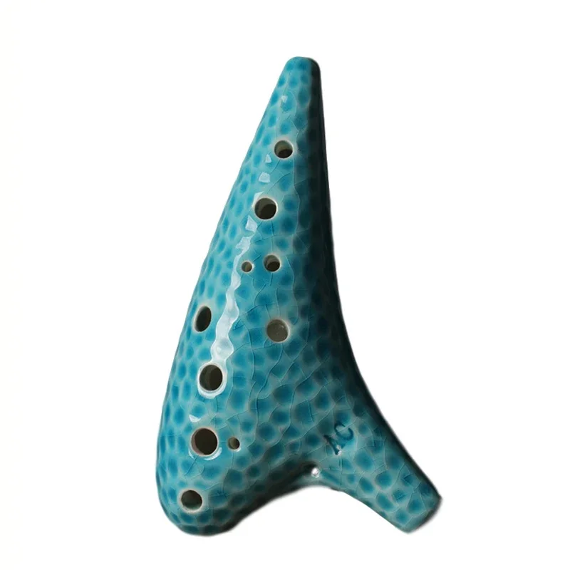 Blue Ceramics Ocarina 12 Holes Alto C Key AC Creative Wave Pattern Ocarinas Music Flute Beginner Playing Orff Instruments Gifts