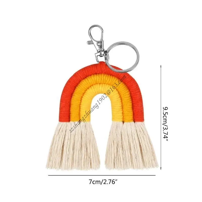 Q6RB مصنوع يدويًا قوس قزح لسلسلة مفاتيح MACRAME KEYRINGS لـ HOLDER JE #6