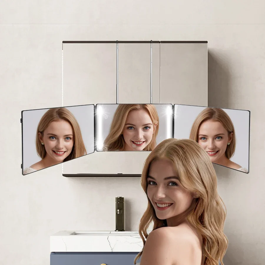 

3 Way Mirror Selfcut 360 Degree Mirror Rechargeable LED Light 1500mAh Li-battery Self Haircut Fullbody Barber Mirror Home