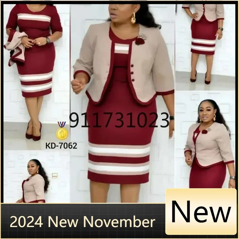 

Индивидуальное платье 5XL 6XL по индивидуальному заказу, африканские платья для женщин, комплект из 2 предметов 4XL, куртка, топ и платье, Новое поступление 2025 года