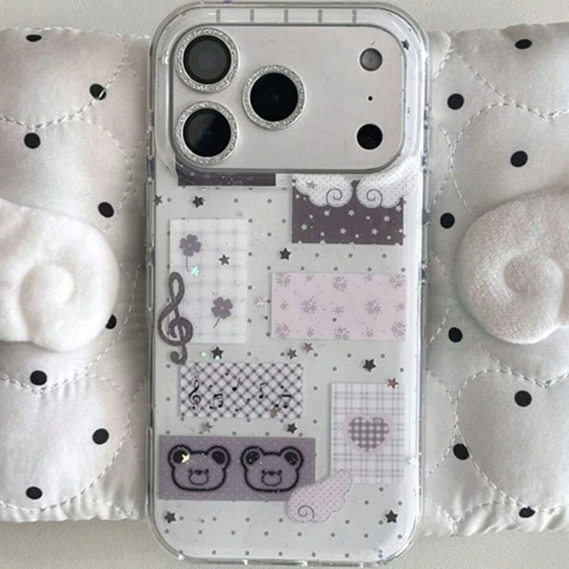 Korean Music Symbol Star Bear Wing Phone Case For iPhone 17 16 15 14 13 12 11 Pro Max 16e X XR XS Max 7 8 Plus Shockproof Cover