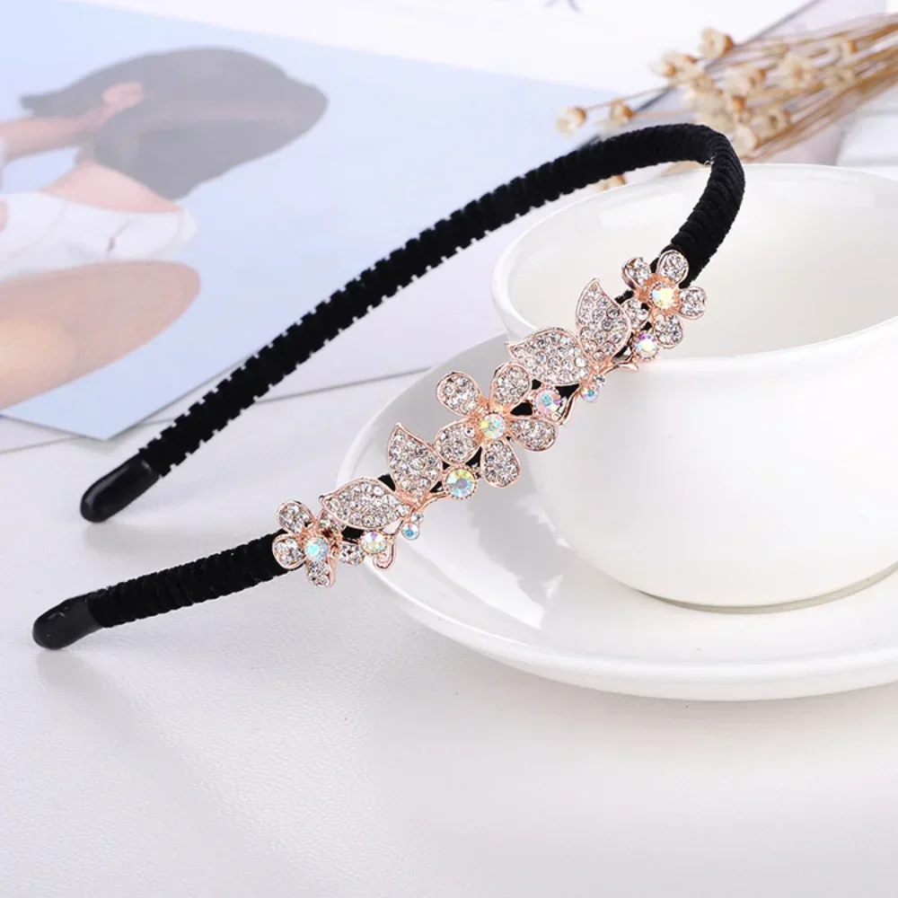 Korean Crystal Vintage Bezel Headwear Women Headband Girls Vintage Hair Bands Hairband Hoop for Wedding Party Hair Accessories