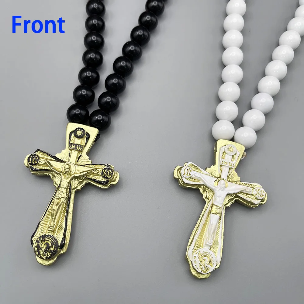 GS178 NEW Pendants Car Cross Golden Black And White Resin Exquisite Beads Decoration Religious Belief 3D Stereo Ornament