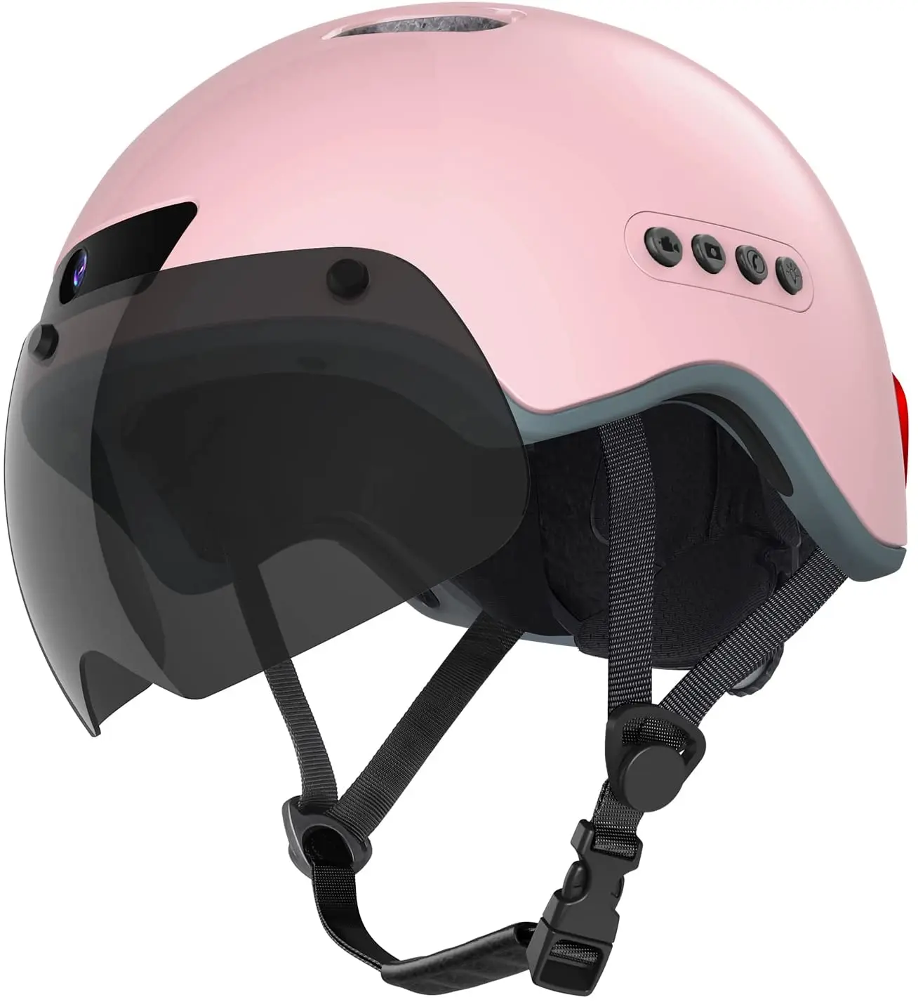 Women Bluetooth Smart Bicycle Helmet , with Dashcam and Detachable Visor LED Rear Light Function