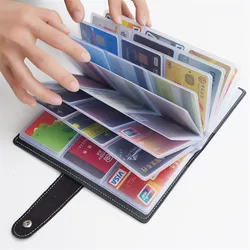 Tarjetero portátil de cuero PU, organizador de tarjetas de crédito, estuche para libros, contenedor de identificación, billetera
