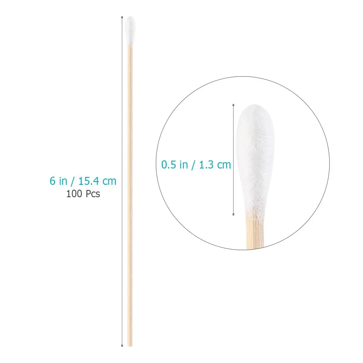 

ROSENICE 100Pcs Long Wood Handle Cotton Swab Medical Swabs Ear Cleaning Tool Makeup Removal Wound Care Cotton Buds