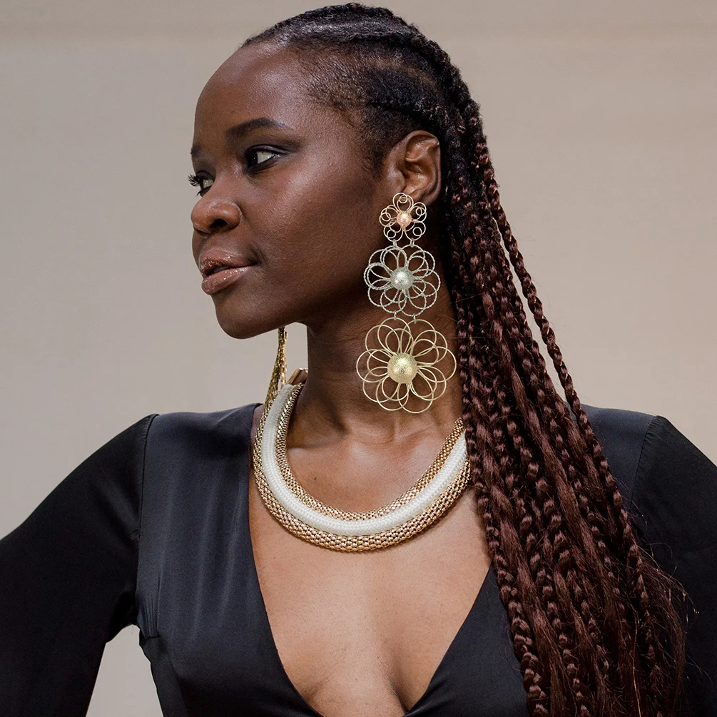 

Fashion Flower Long Drop Earrings For Women Multicolor Statement Metal Dangle Earring Big Jewelry New Design 2022 UKEN