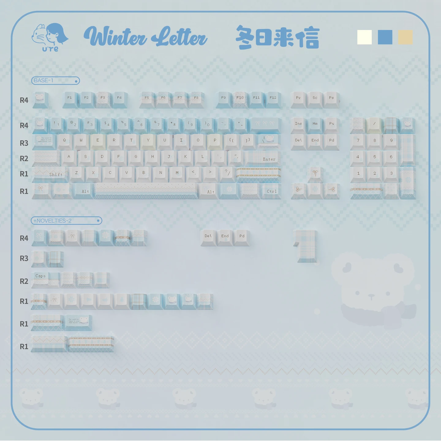 

Зимние колпачки для клавиш с буквами Dye Sub Cherry Profile PBT колпачки для клавиш синие на заказ для механической клавиатуры MX 64/75/87/96/104