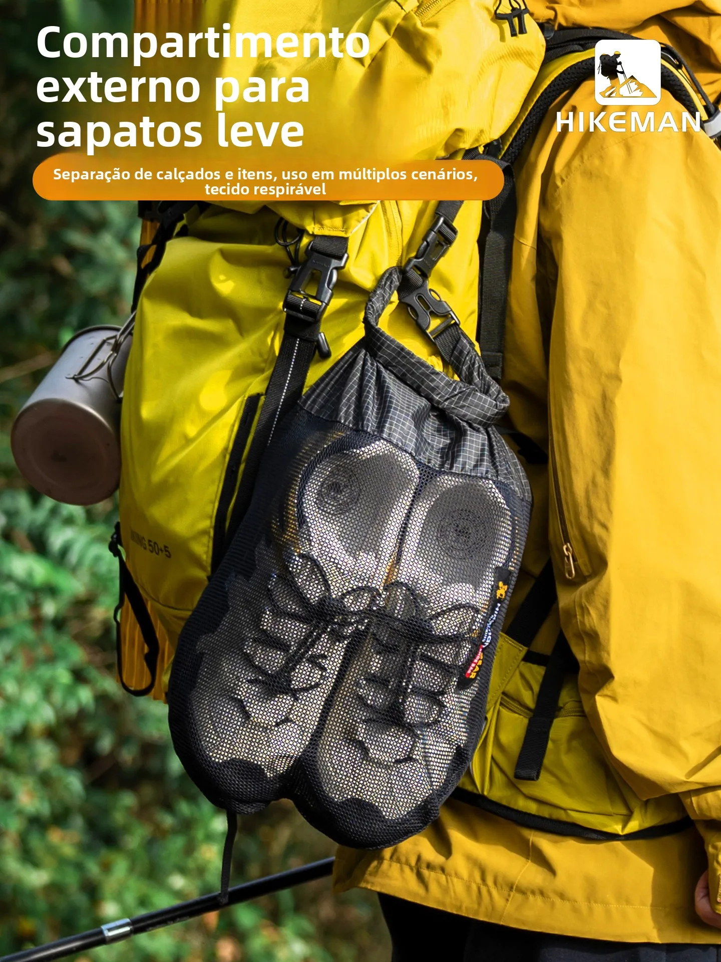 Bolsa de Armazenamento para Calçados Hikeman Outdoor: Saco Ultraleve e Respirável de Malha para Trekking, Montanhismo e Trave...