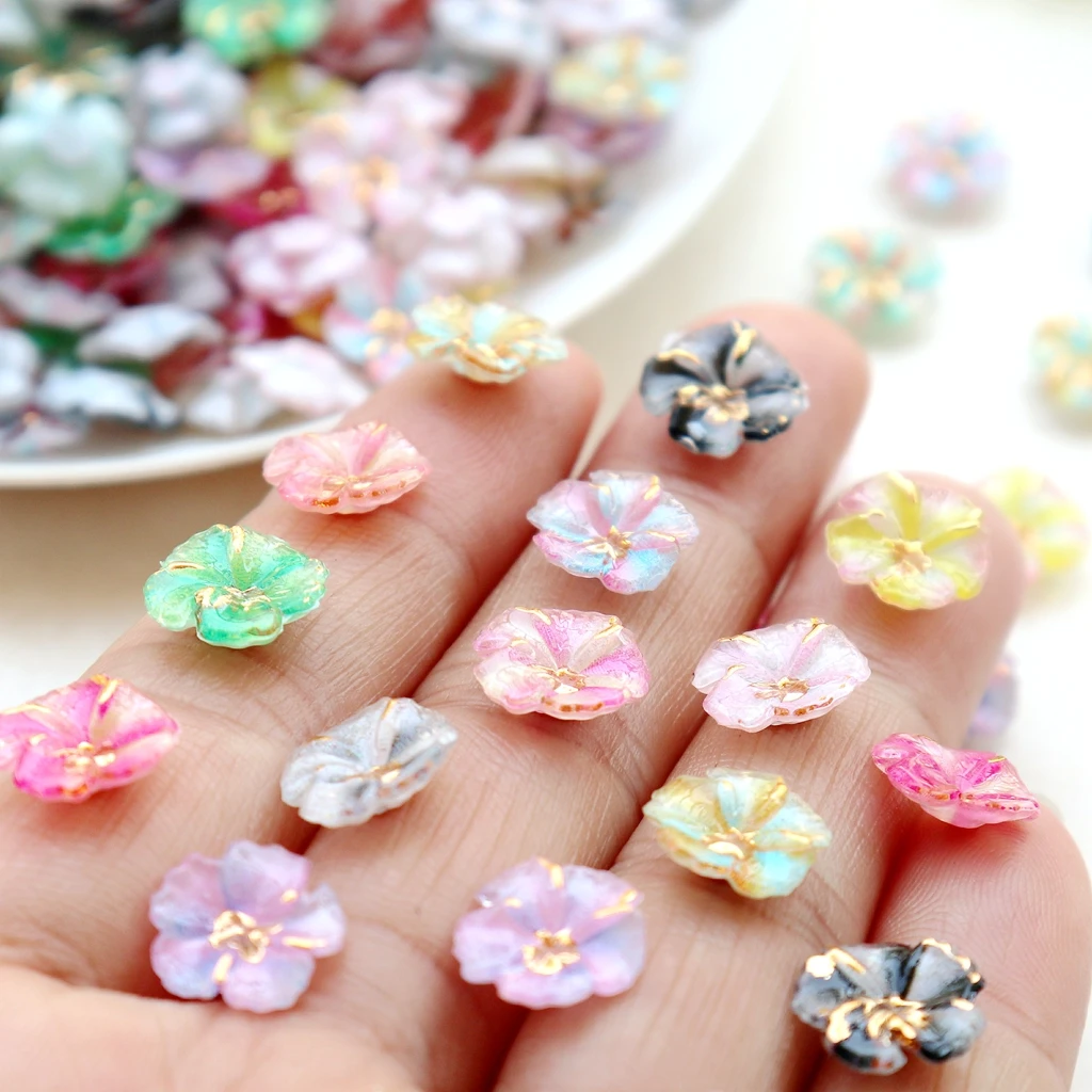 30pcs Mini Resin Flower Caboch - Nail Art Flower ulasan dan harga