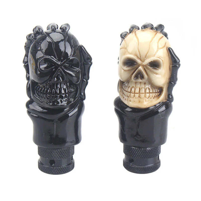 1 Pieces Resin Black White Skull Finger Shift Knob Car Manual Shift Lever Head Universal