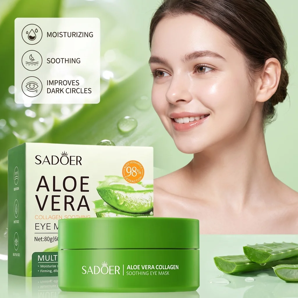 Aloe Vera Collagen Eye Mask Hydrate Dry Under-Eye Skin Soften Fine Lines Calm Dull Orbital Skin Daily Moisturizing Eye Mask 80g