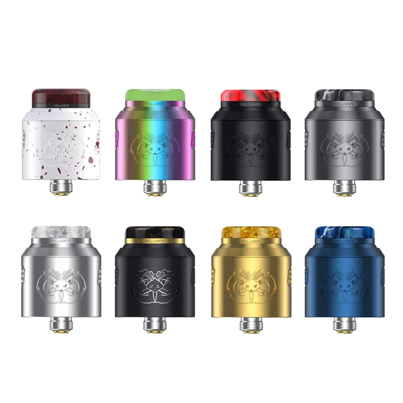 Original hellvape drop dead 2 rda tanque vape atomiz 24mm de diâmetro bobina dupla 810 ponta de gotejamento 510 rosca vaporizador de cigarro eletrônico