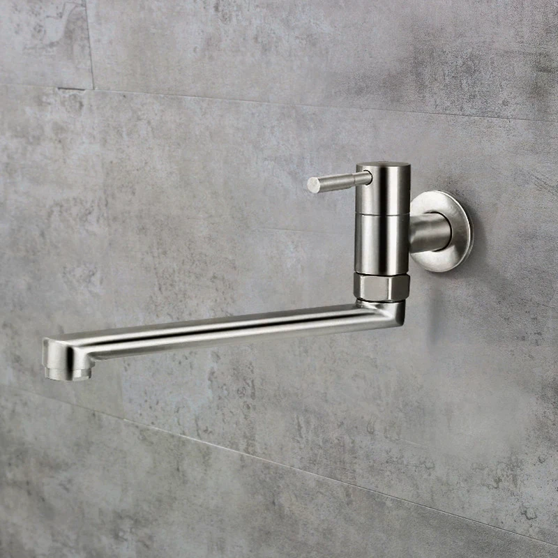 180 Degree Rotation Kitchen Faucet Sink Mop Pool Tap Stainless Steel Lengthened Wall Mounted Single Cold Water Faucets