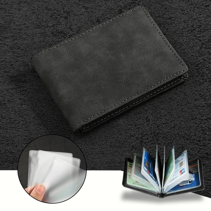 Vintage Driving License Cover Multi Page Clear Card Slots Lightweight Leather Driver License Wallet ID Document Holder Key Bag