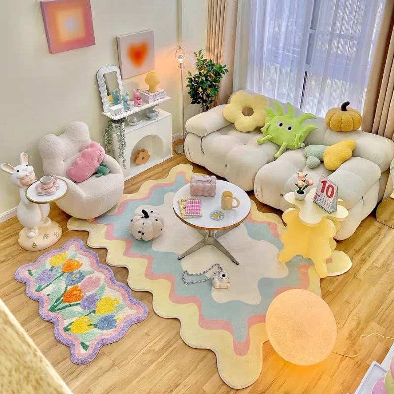 Irregular Simple Living Room Decoration Carpet Bedroom Bedside Large Area Carpets Fluffy Soft Cute Play Floor Mat Home Decor Rug