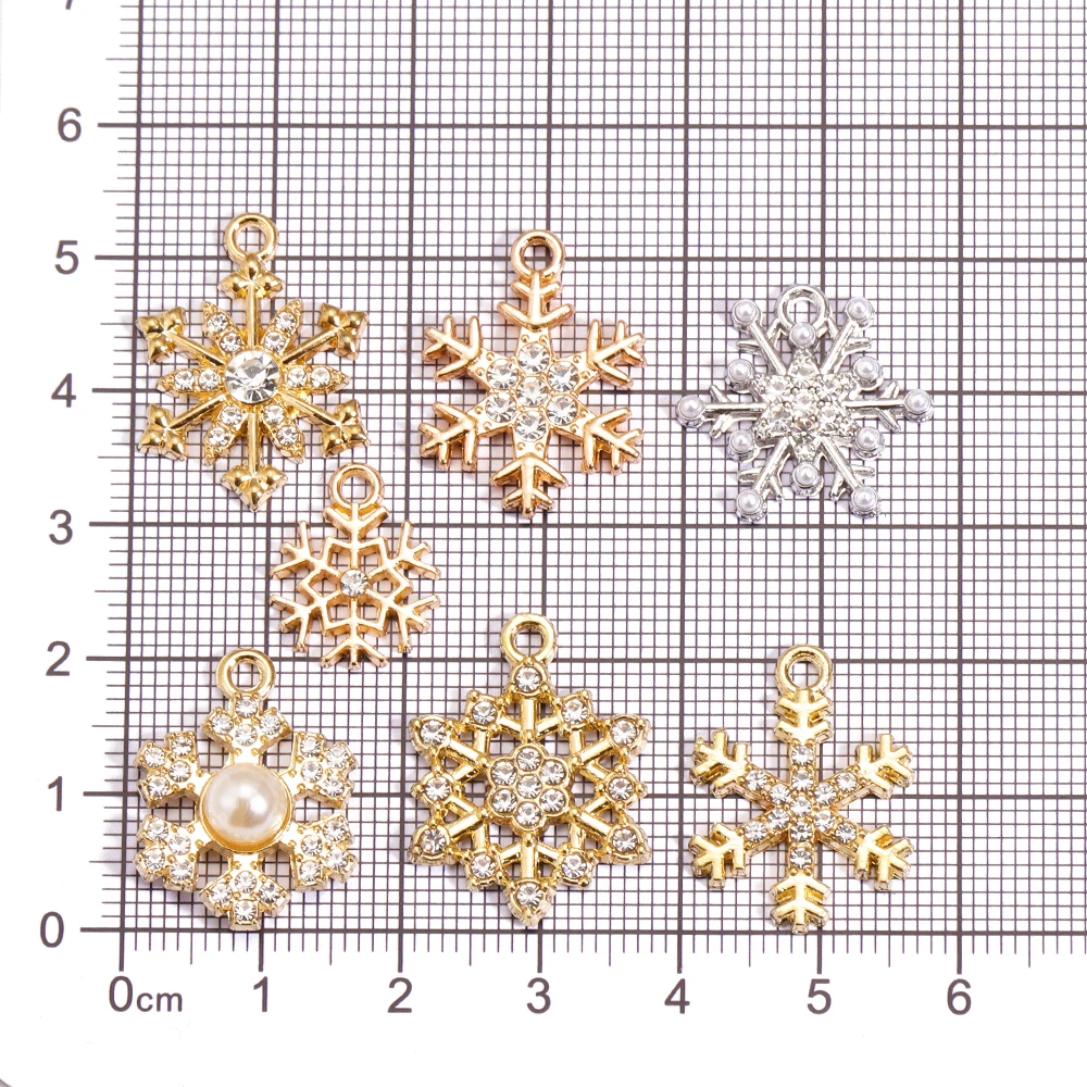 

Peixin 10Pcs Luxury Crystal Rhinestone Snowflake Pendant Charms for Women's Earrings Necklace Handmade Accessories Ornaments