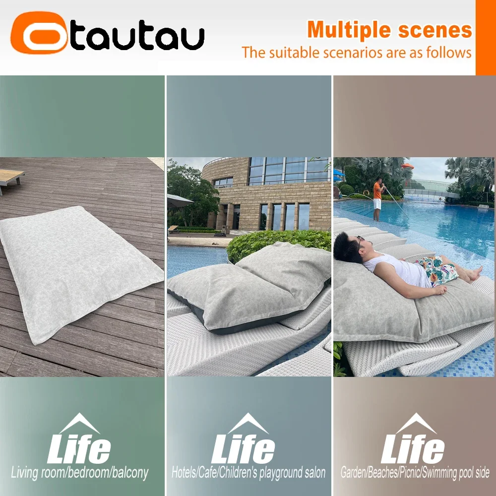 OTAUTAU 140x180cm Faux Leather Bean Bag Cover Without Filler Home Outdoor Beanbag Pillowsac Sofa Bed Pouf Salon Lounger DD082