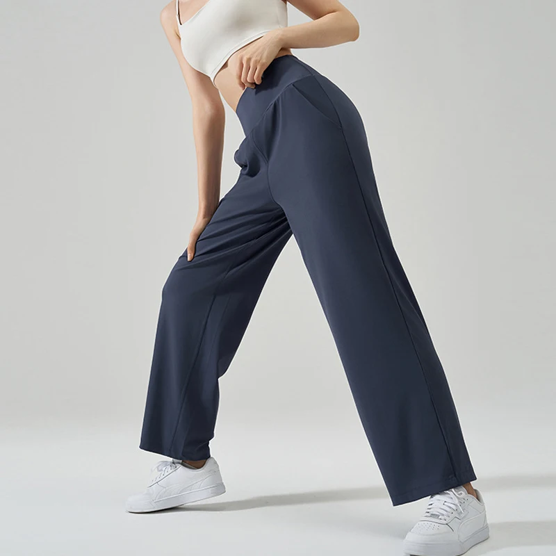 Yoga Sports Wide Leg Pants Breathable Loose High Waist Casual Pant Drape Feeling Long Legs Walking Straight Pants Women