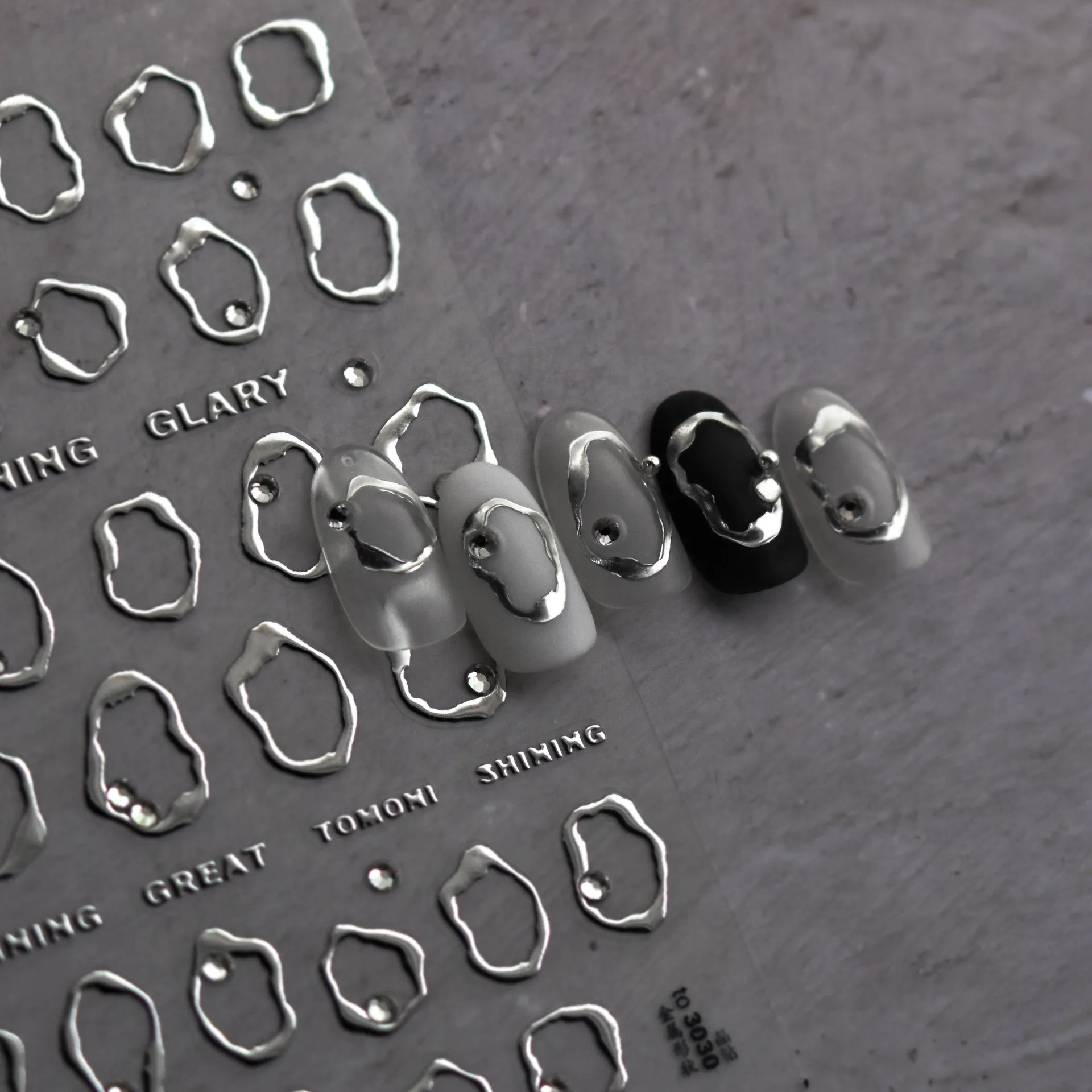 1 قطعة 5D كريستال حجر الراين مسمار ملصقا غير النظامية الذهبي الإطار مسمار الفن ملصقات DIY بها بنفسك الفاخرة مسمار الديكور أجزاء مانيكير الشارات #3