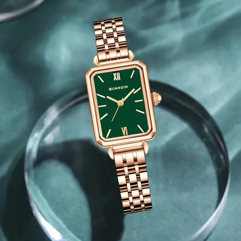 GUANQIN Brand Quartz Little Green Watch Luxury watch for women Steel shell women watch Stainless steel Waterproof reloj mujer