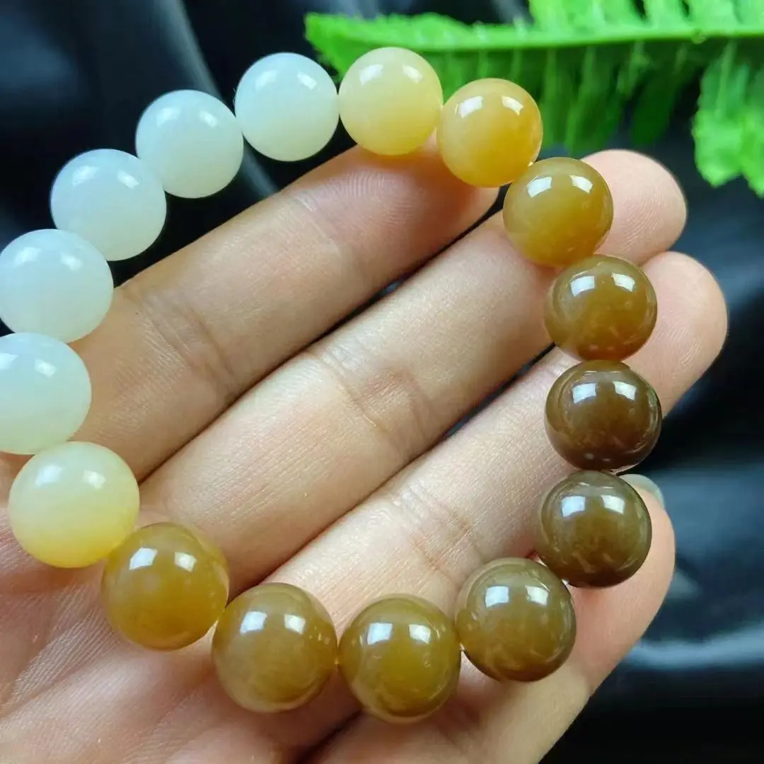 Pulseira Hetian Jade Sugar White Gadient, Joalheria, 12mm, BH0003