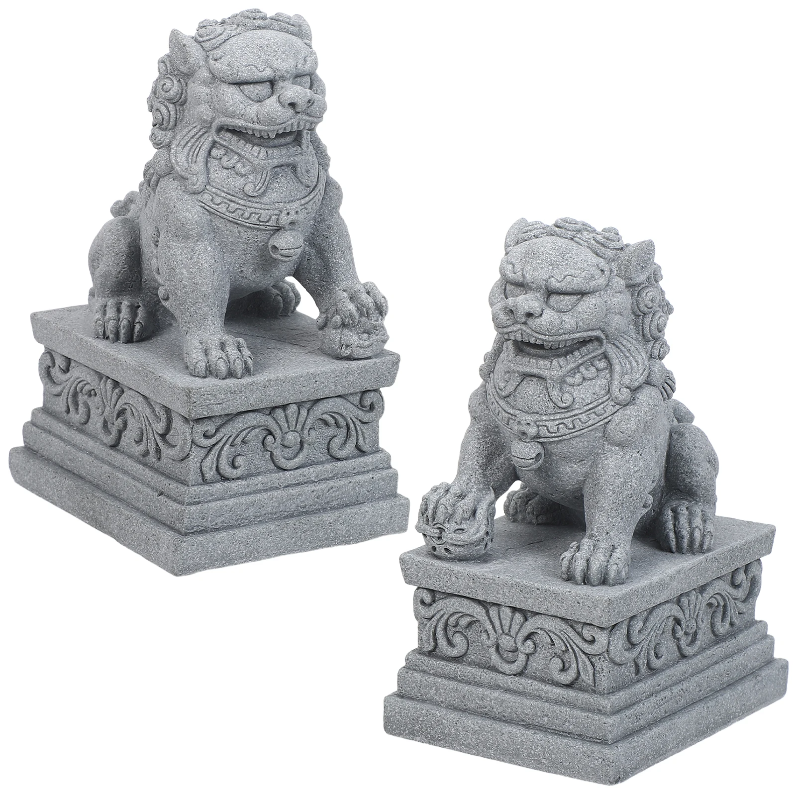 

2pcs Miniature Chinese Lion Ornaments Traditional Guardian Statues For Bonsai Garden Indoor Decor Small Animal Figurines Home