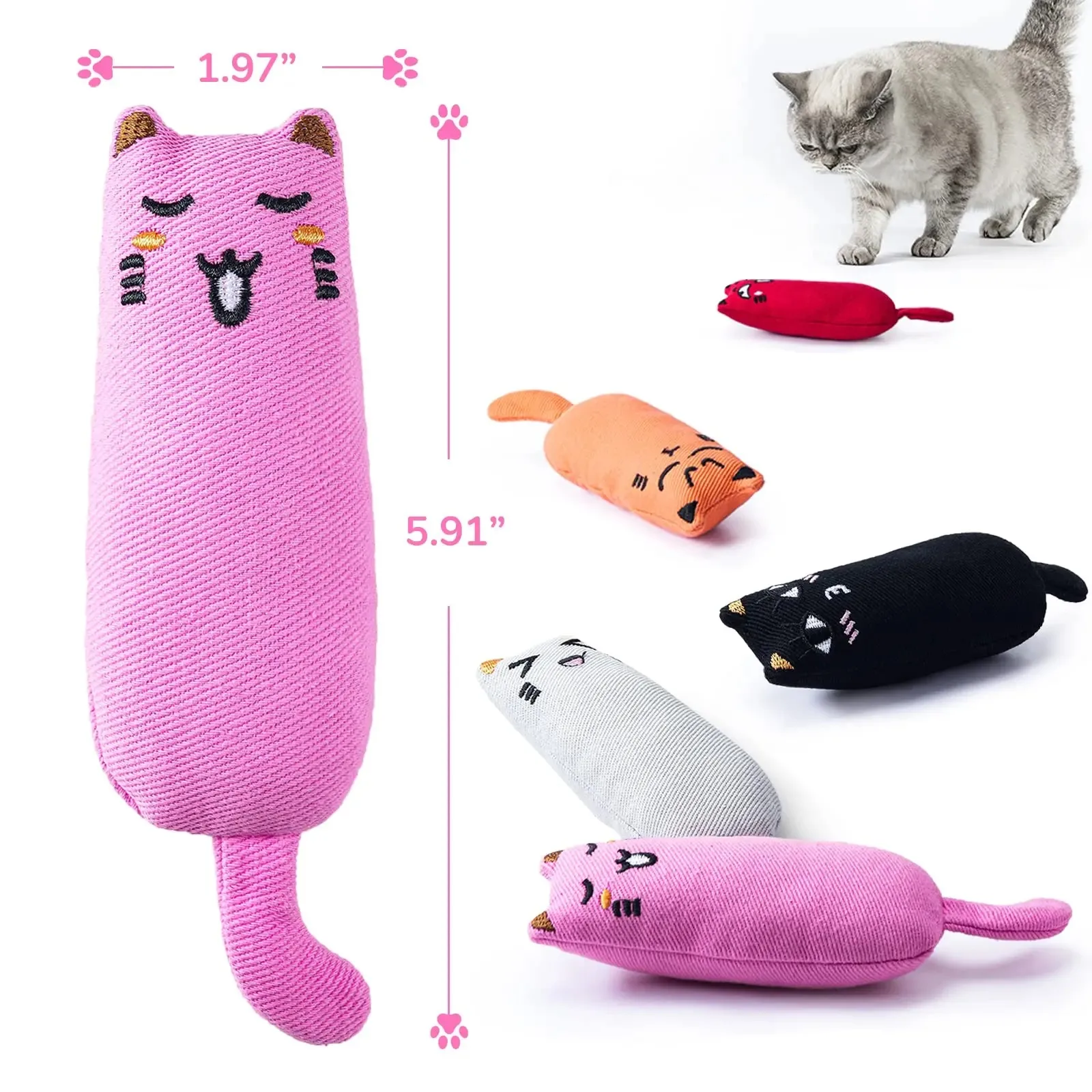 5 Piece Cute Catnip Toy Plush Interactive Toys for Cats Catnip Filled Cartoon Mice Cat Teething Chew Toy Pets Accessories