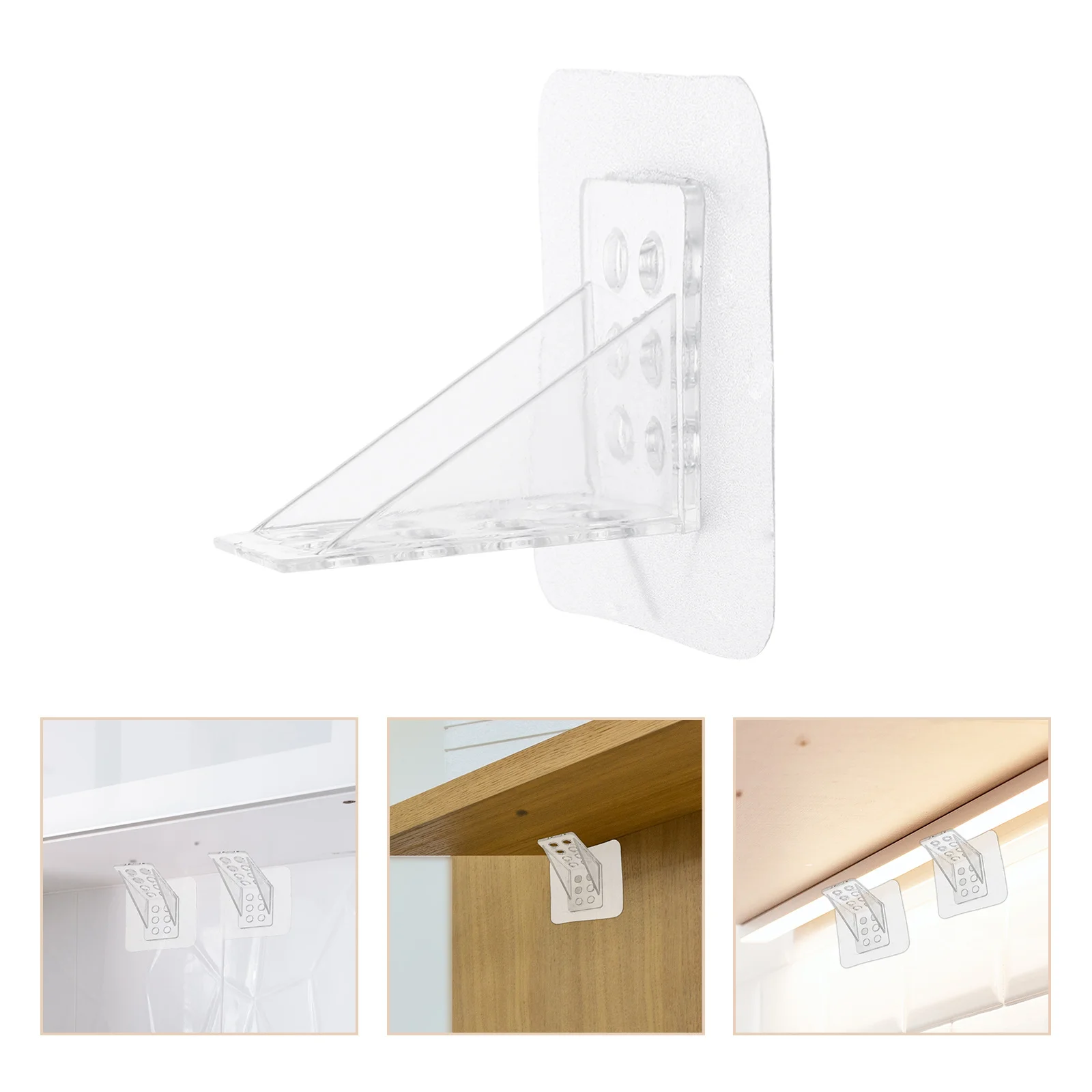 

8Pcs Transparent Reinforced Shelf Brackets Adjustable Floating Shelves Support Kitchen Bathroom Bookcases Adhesive Pegs