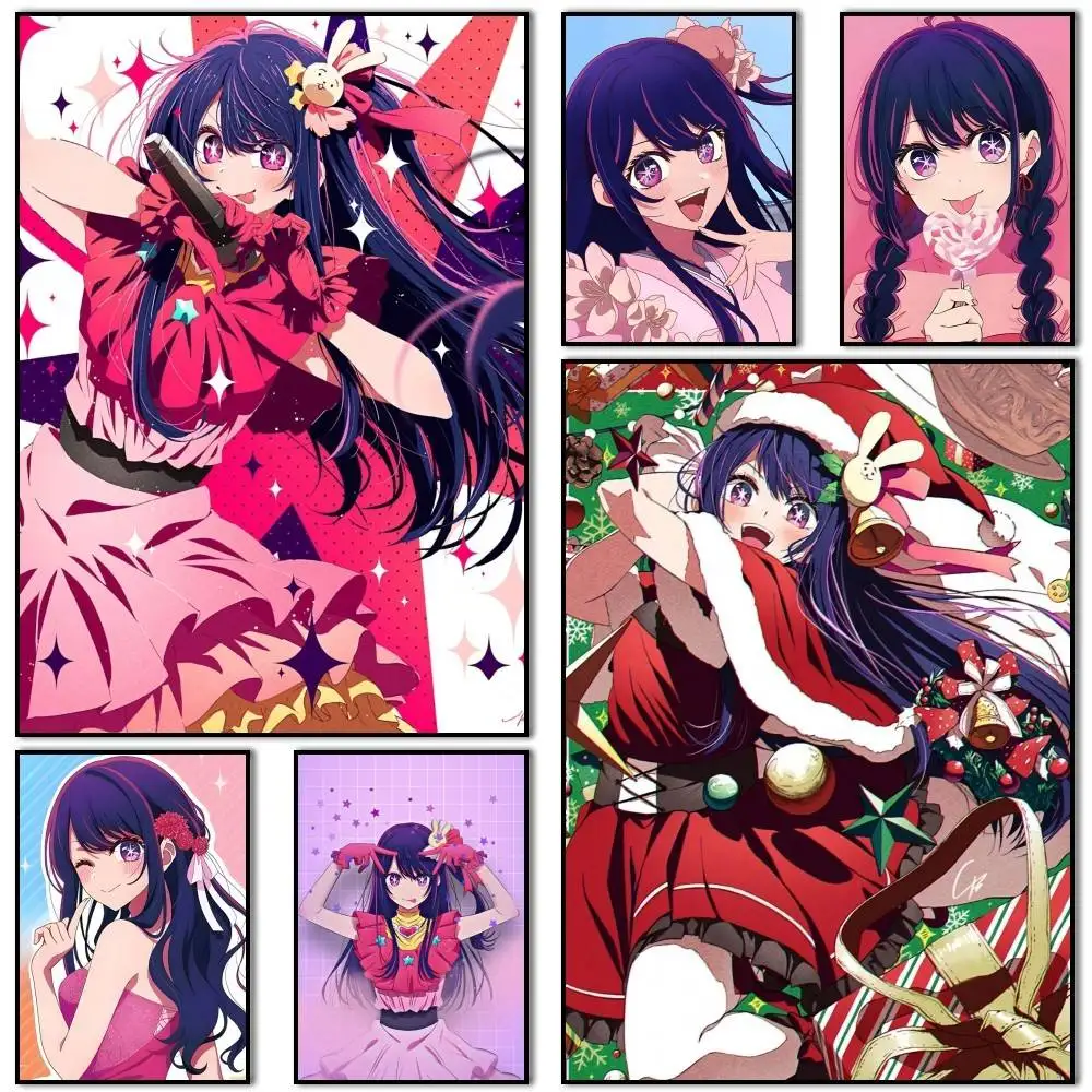 

Ai-Hoshino Anime Oshi no KO Poster Self-adhesive Art Waterproof Paper Sticker Coffee House Bar Room Wall Decor