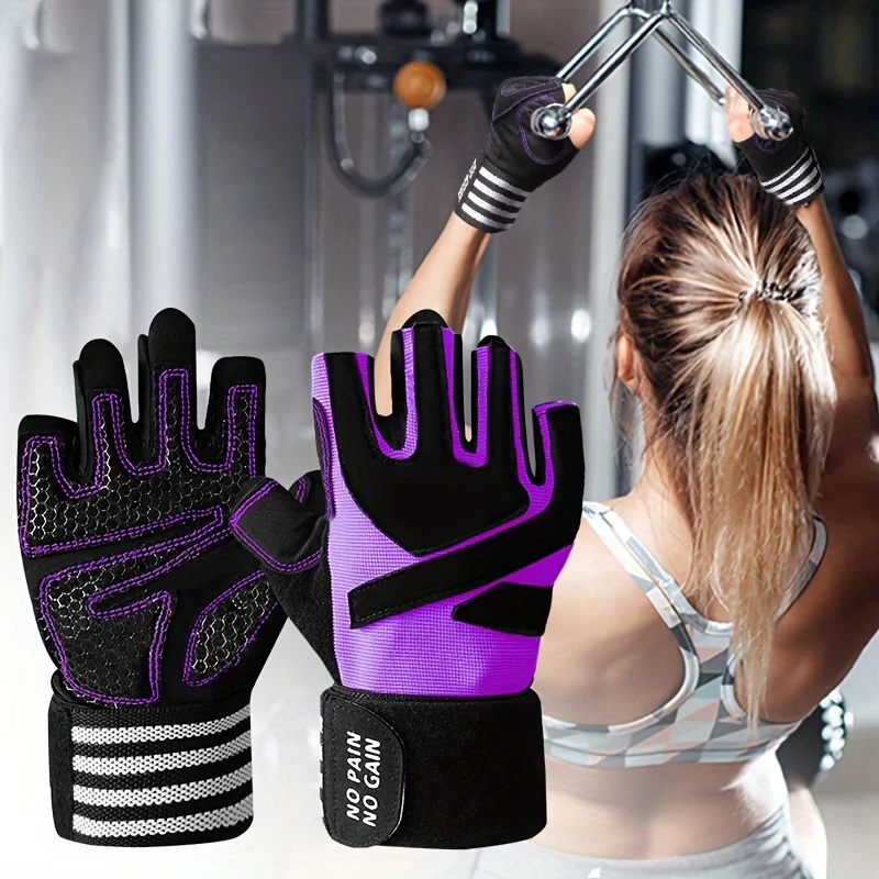 

Weight Lifting Gloves for Women Gym Workout with Wrist Support,Padded Half Finger Gloves for Fitness Exercise