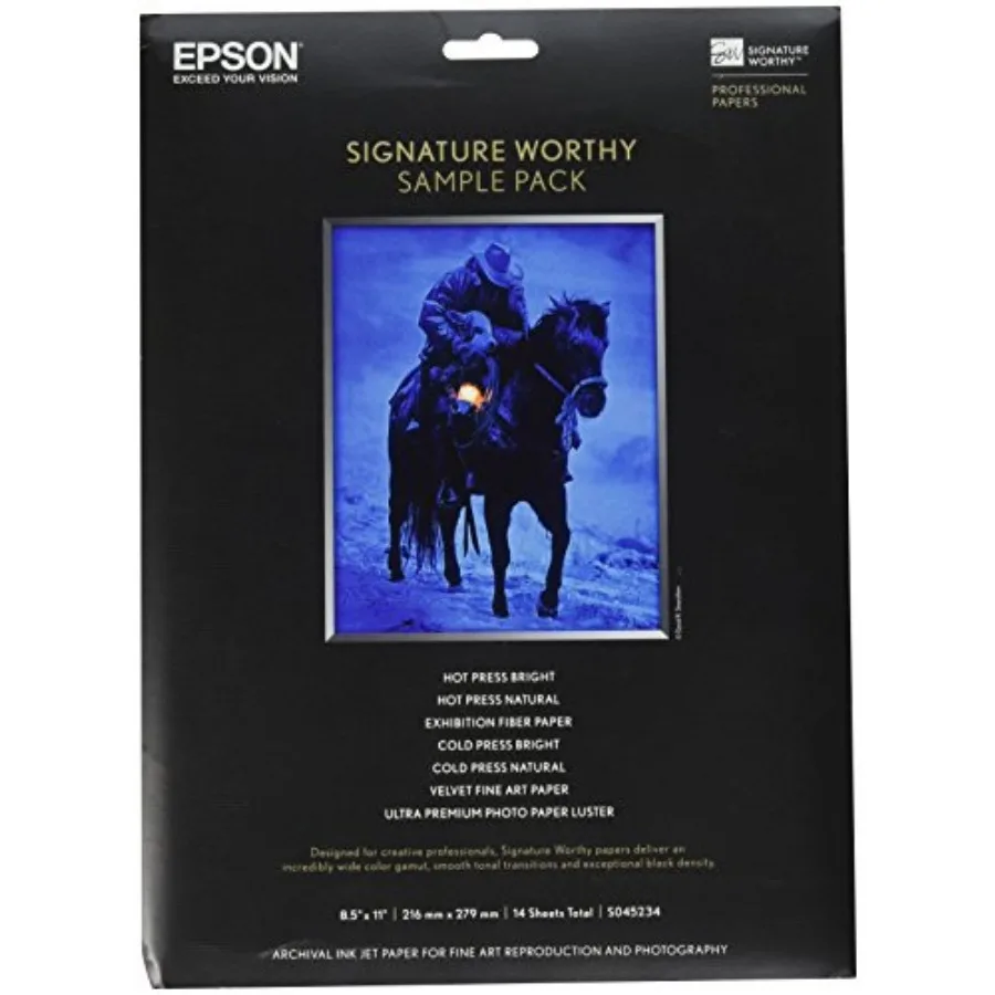 

Набор образцов бумаги Signature Worthy, 8-1/2 x 11 дюймов, разные виды отделки, 14 листов/упаковка, EPSS045234, белый