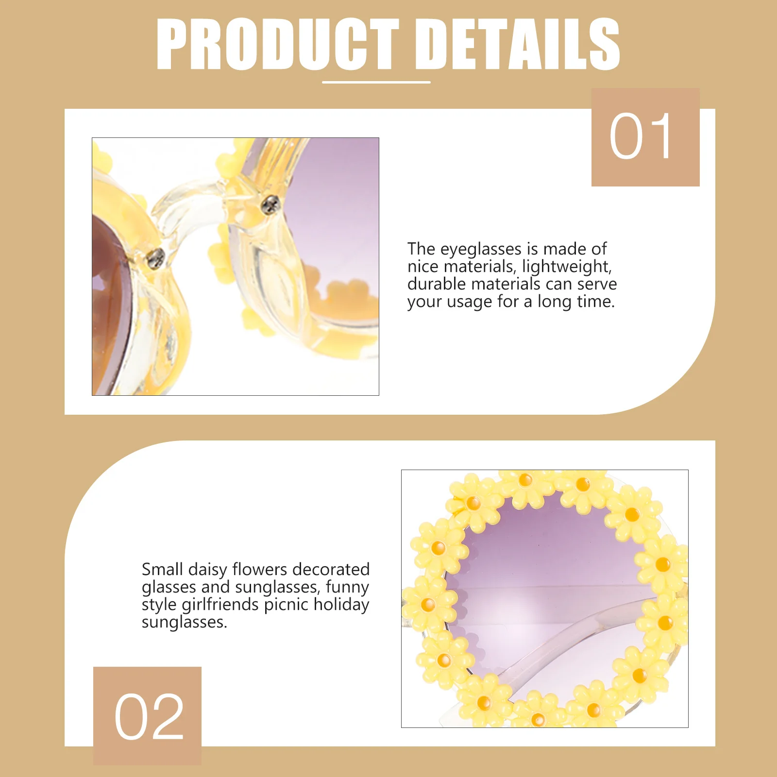 

Flower Sunglasses Lightweight Glasses Party Decor Yellow Design Beach Fashion Props Photo Accessories Novelty