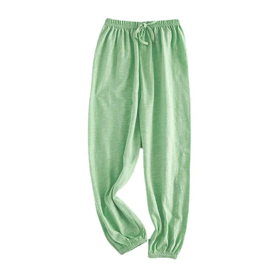 Boy Girl Breathable Bamboo-Cotton Long Pants for Children Unisex Style Elastic Waist Summer Sleepwear Kids Nightwear Trousers