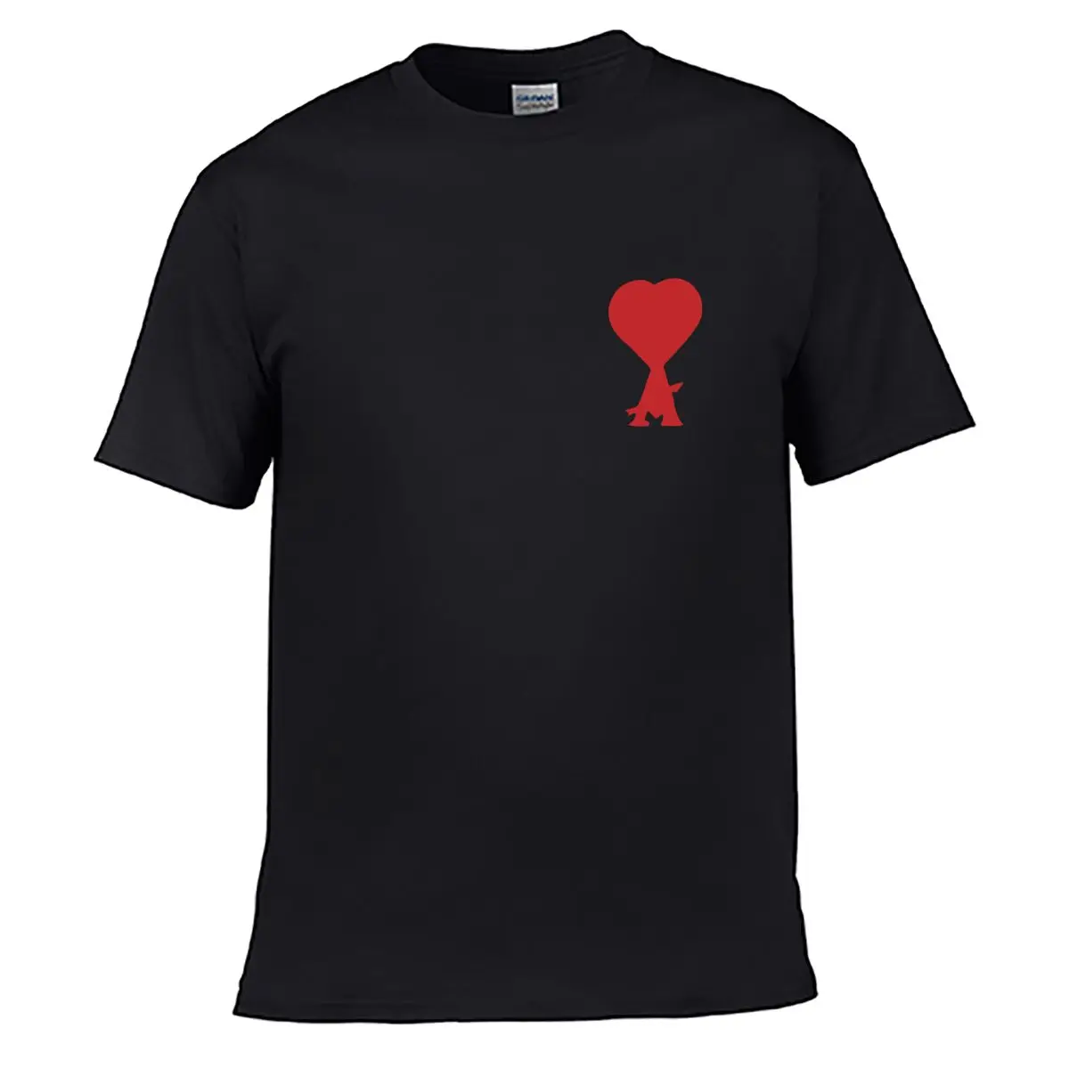Red Heart Character Love Graphic Solid Washed Vintage Tee Distressed Loose