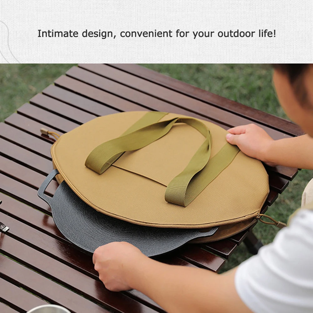 وعاء من الحديد الزهر حقيبة التخزين 17.9x14x0.9in مقلاة حقيبة التخزين مقاوم للماء الجانب حقيبة التخزين تصميم لتجهيزات المطابخ في الهواء الطلق متعددة الأغراض #4