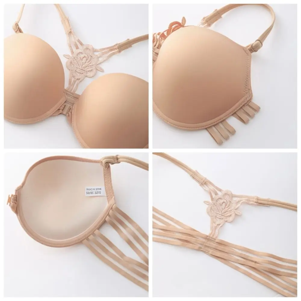 달콤한 프론트 버튼 레이스 브래지어 여성 3/4Cup 꽃 푸시 업 브래지어 속옷 Intimates Seamless Bra Summer