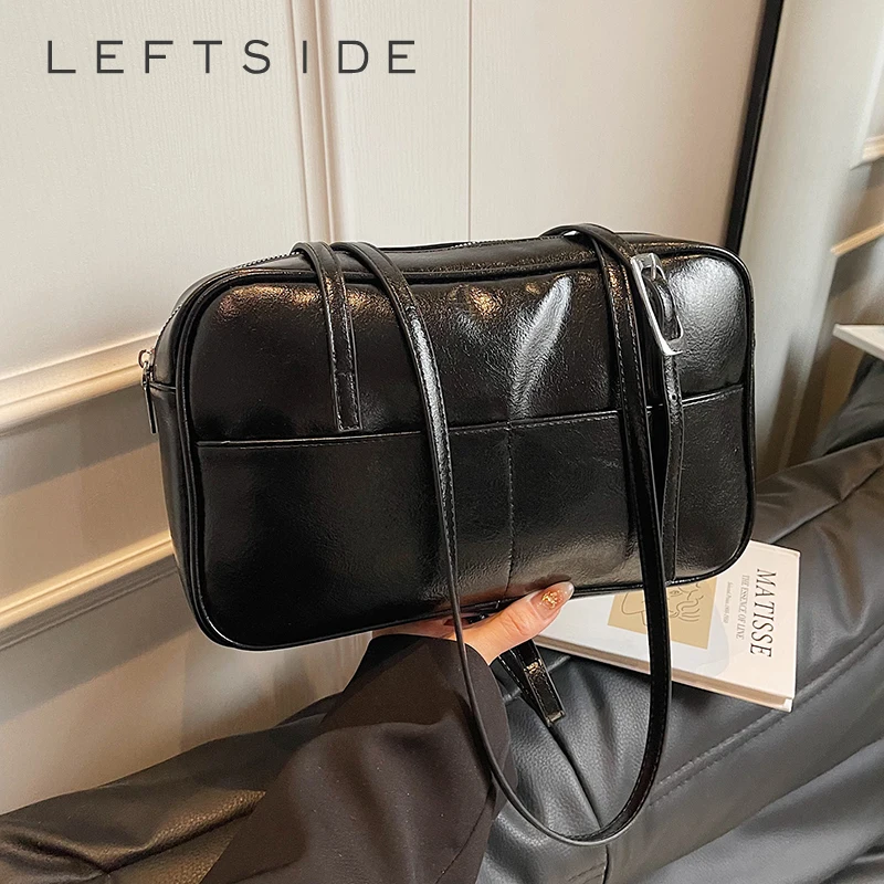 

LEFTSIDE Retro Square Shoulder Bags for Women PU Leather Tote Bag 2025 Summer New Designer Cute Crossbody Bag Luxury Handbags