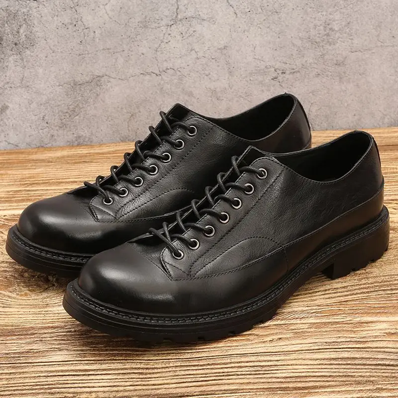 

Cow Leather for Men Genuine Leather Casual Leather Shoes Hand Polished Business Office Shoes Groom's Derby Shoes for Men